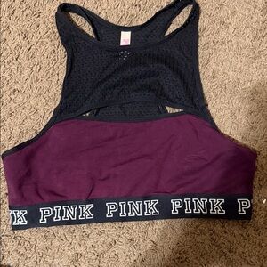 PINK Victoria's Secret Black and Purple Sports Bra